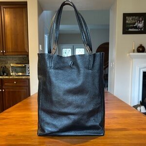 BORSE IN PELLE Pebble Leather Purse Tote Black Made in Italy Gorgeous EUC Luxury